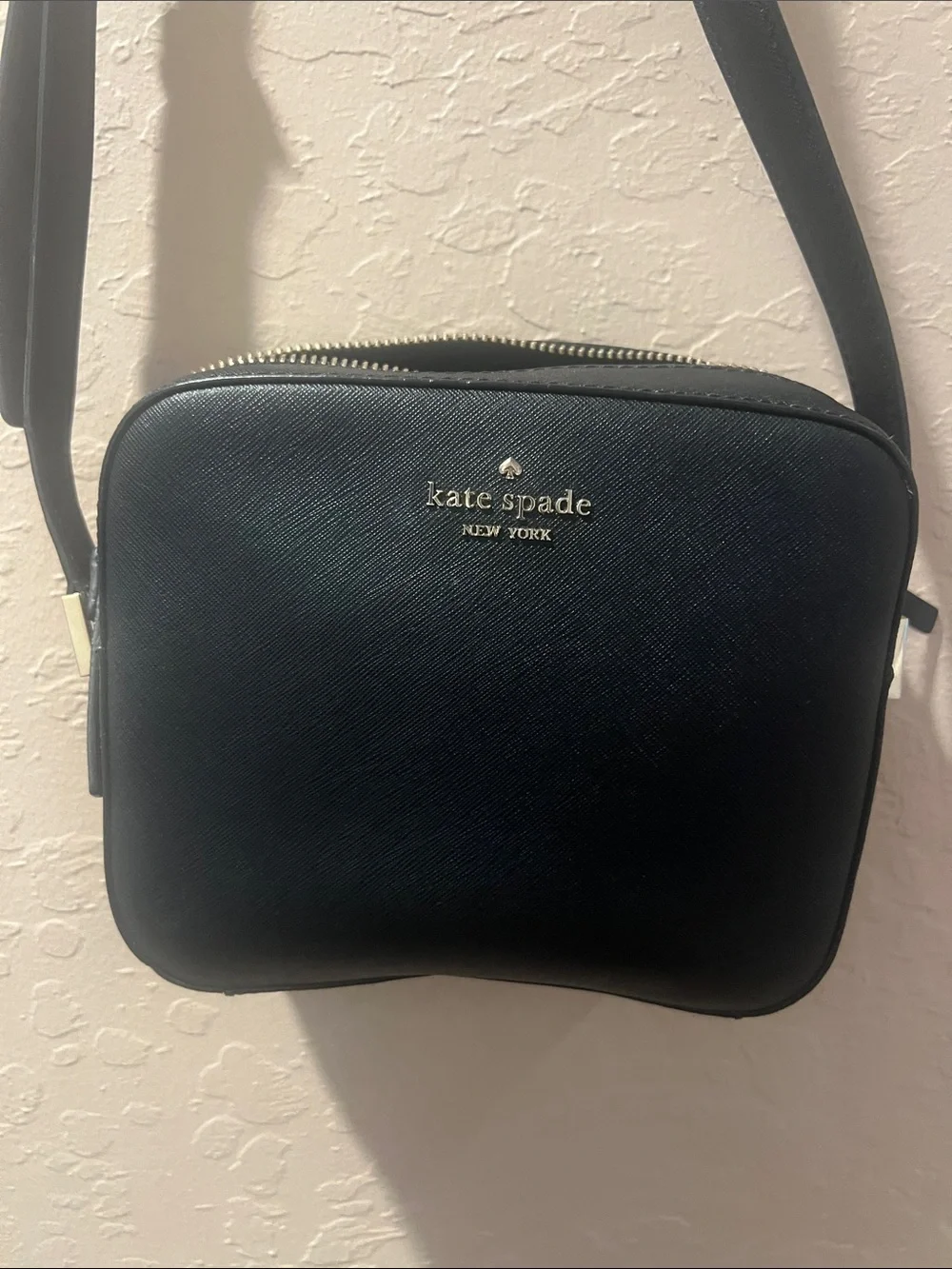 kate spade black leather small crossbody camera bag